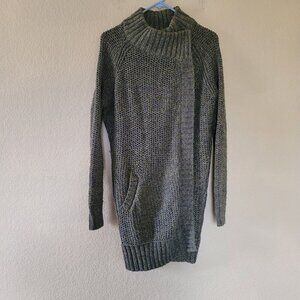 prAna Callisto Duster Wool Alpaca Blend Cardigan Sz Small Green Mock Neck Heavy